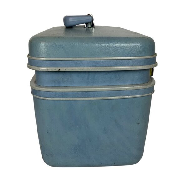 Vintage Samsonite Profile Blue Train Cosmetic Case With Handle & Mirror No KEYS - Picture 5 of 8